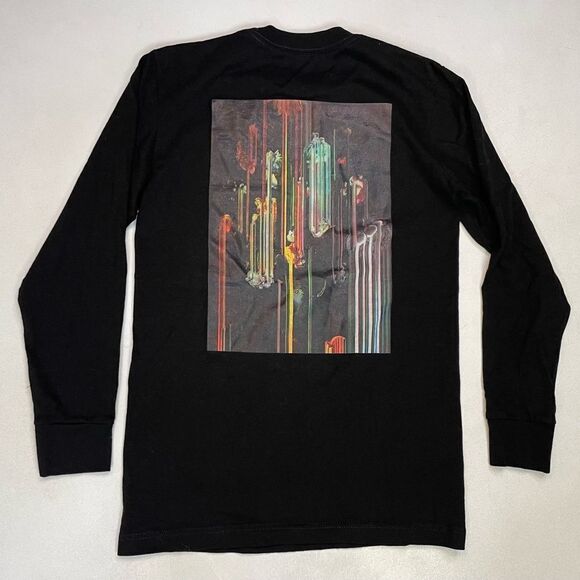 Black Scale Art Graphic T-Shirt Men XS Black Long Sleeve - Picture 1 of 6